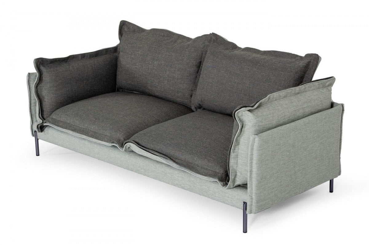 87" Transitional Dark Gray Polyester Blend Sofa with Silver Metal Legs