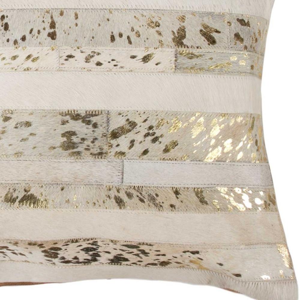Beige Genuine Leather Square Accent Pillow