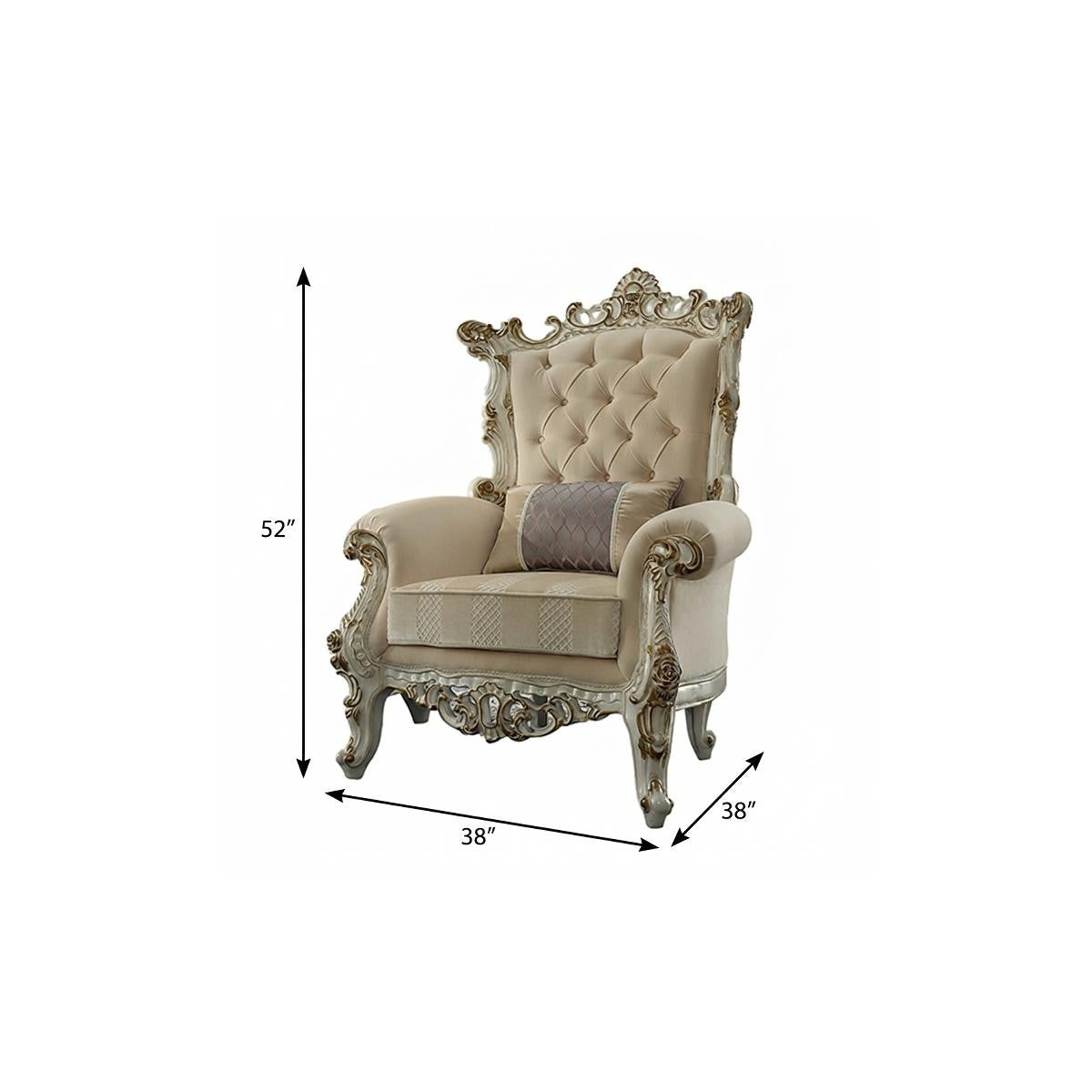 Traditional 38" Pearl Striped Fabric Tufted Chesterfield Chair