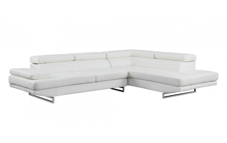 Modern White Leather L-Shaped 2-Piece Corner Sectional