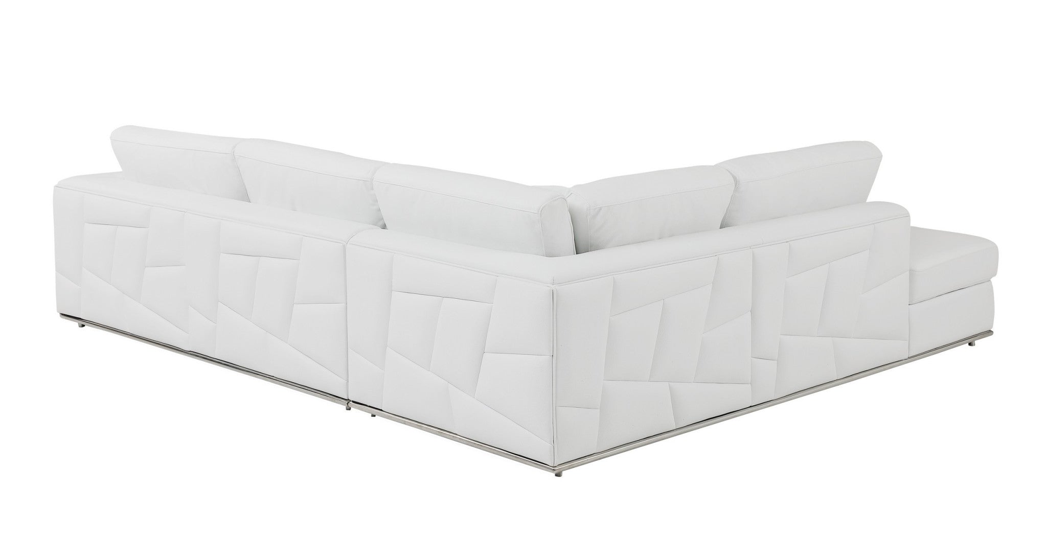 Transitional White Italian Leather Reclining L-Shaped 2-Piece Symmetrical Corner Sectional