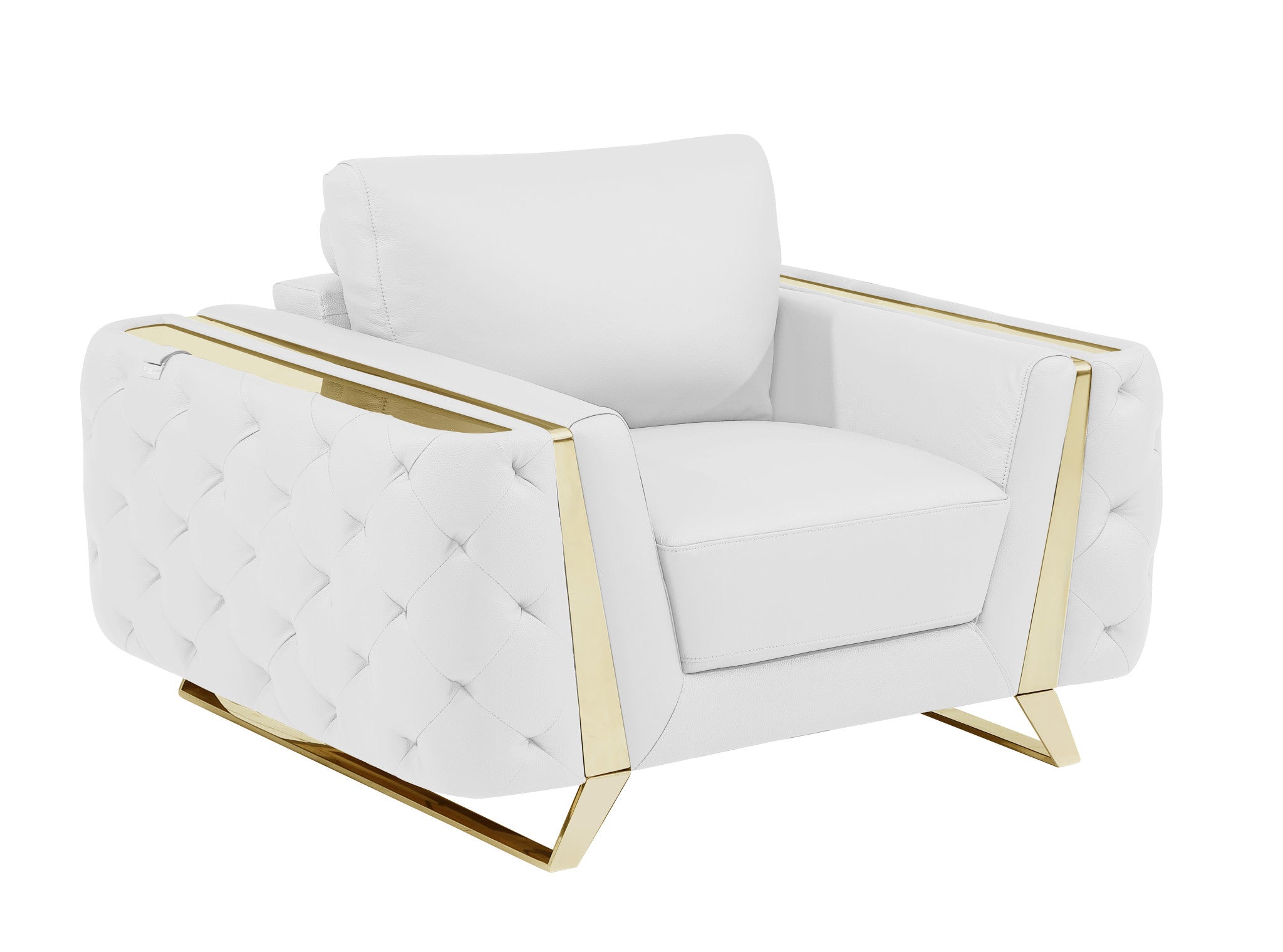 Contemporary 50" Bright White Top Grain Genuine Leather Club Chair