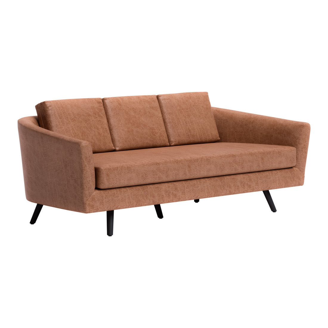 79" Modern Brown Faux Leather Sofa with Black Legs