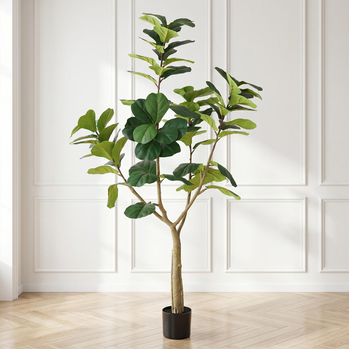 72" Artificial Fiddle Leaf Fig Tree in Black Pot