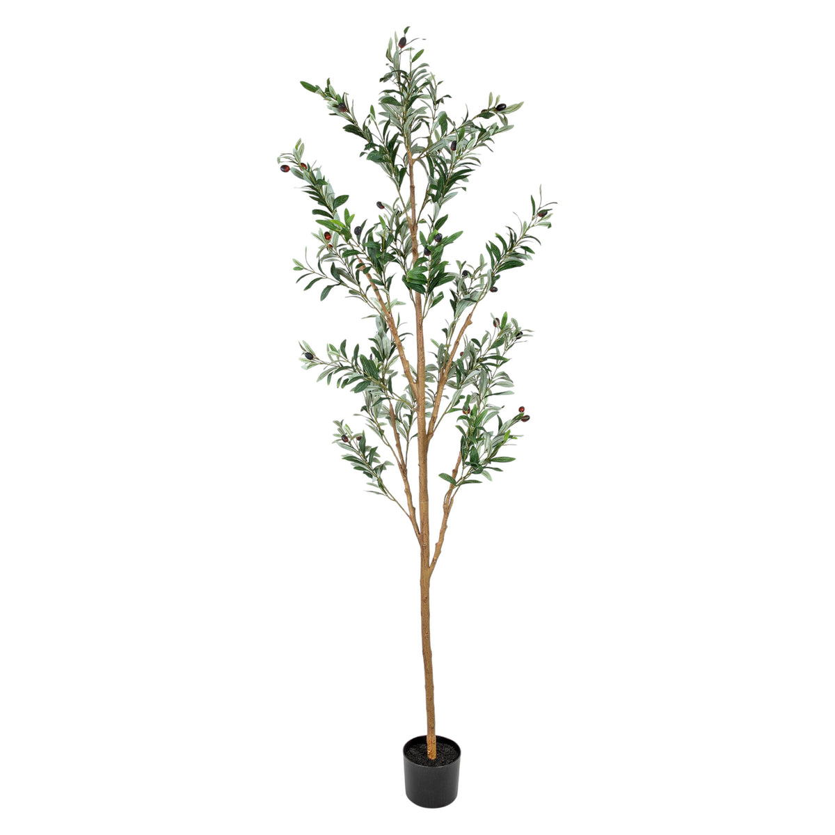 Set of 2 84" Large Artificial Olive Trees in Black Pots