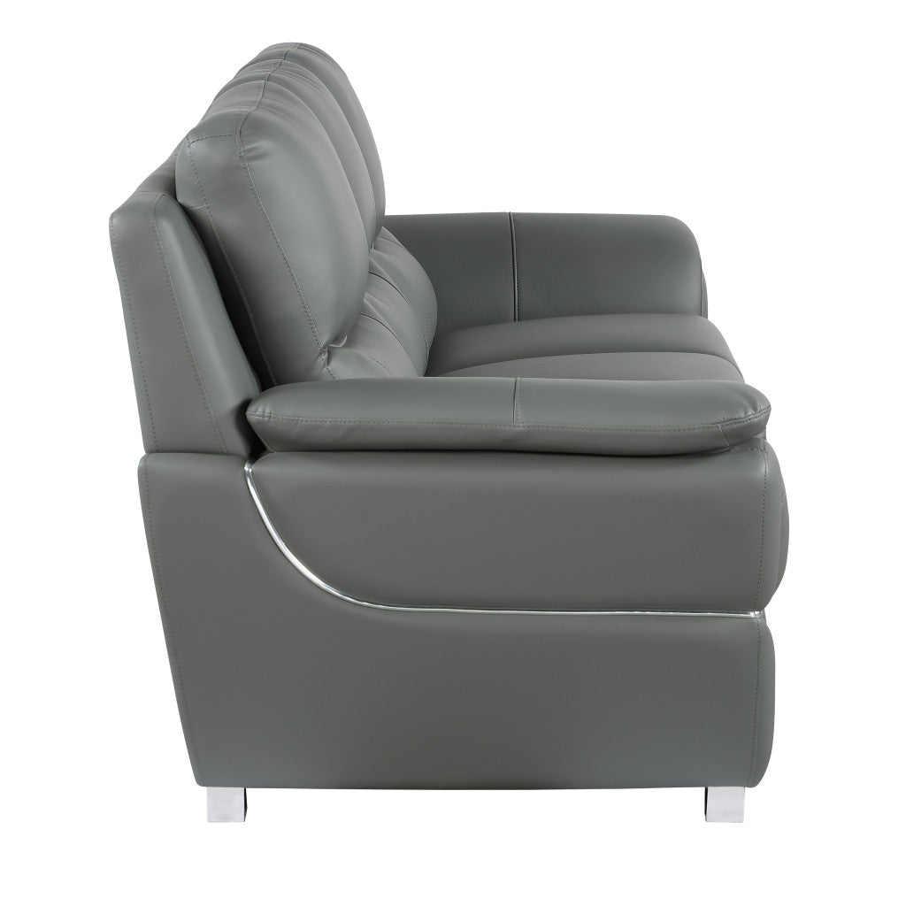 Modern 48" Gray Leather Match Manual Glider Recliner Club Chair