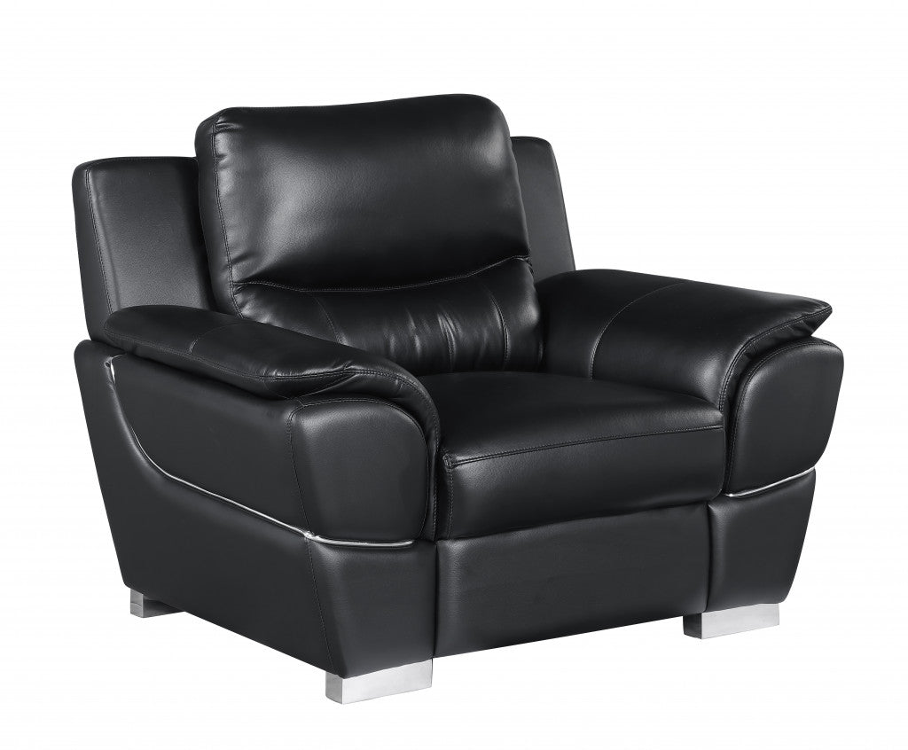 Modern 48" Black Leather Match Manual Glider Recliner Club Chair