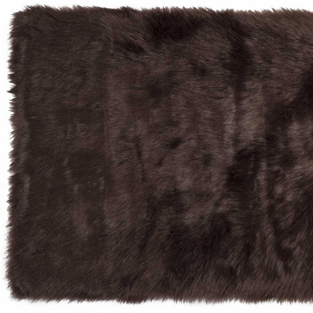 Chocolate Faux Fur Animal Print Area Rug