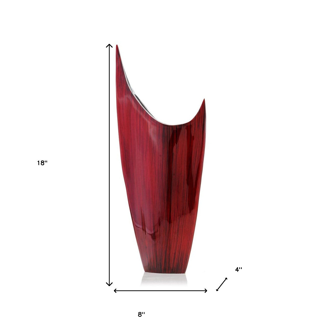 Modern Sculptural Red Aluminum Pointy Table Vase