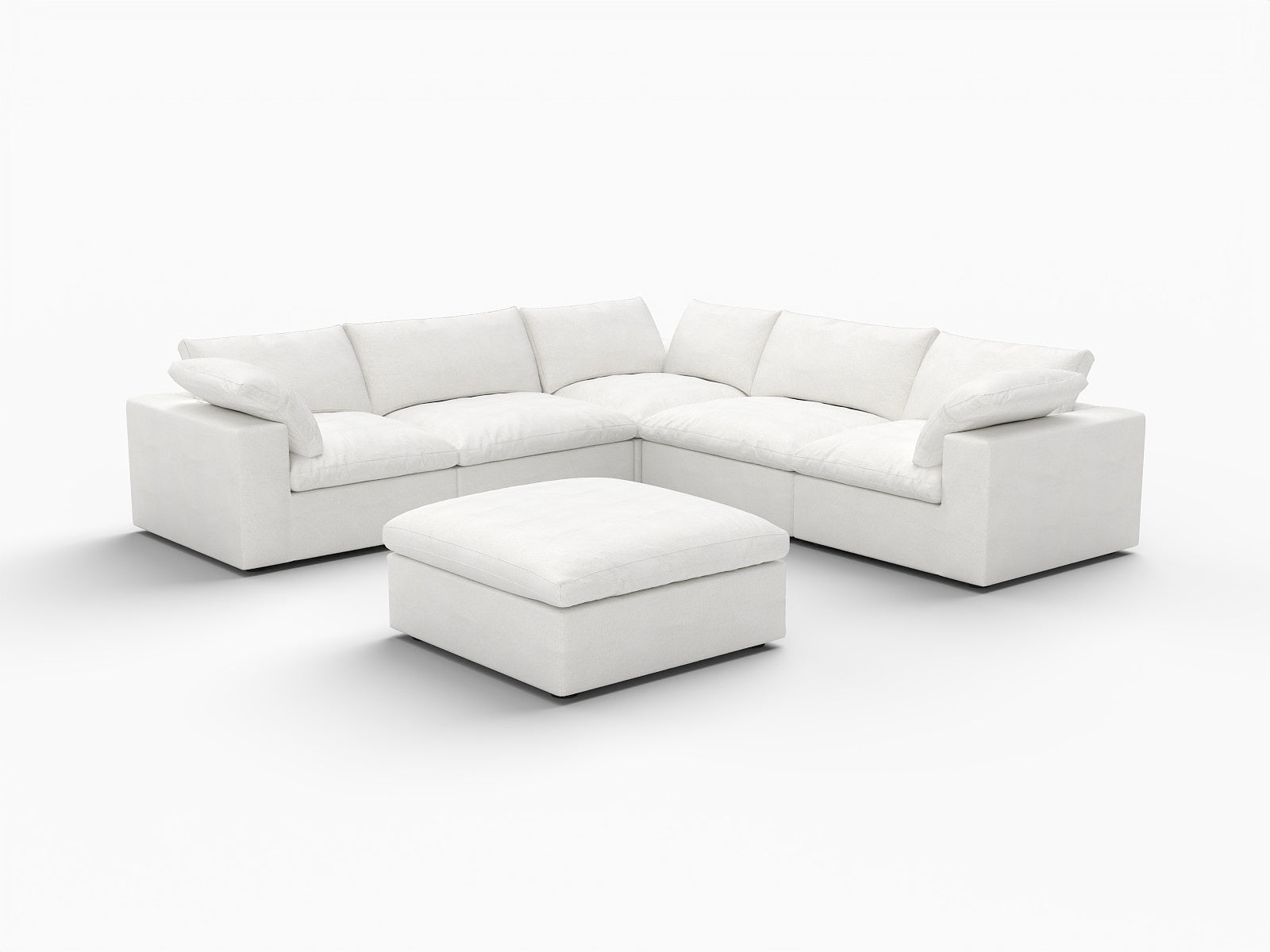 Modern White Linen Blend Modular L-Shaped 6-Piece Reversible Sectional