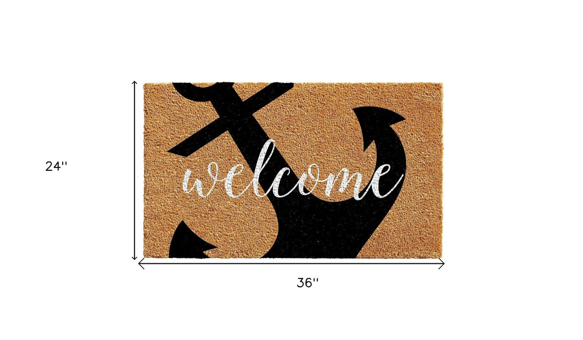 24" x 36" Large Nautical Anchor Welcome Coir Doormat