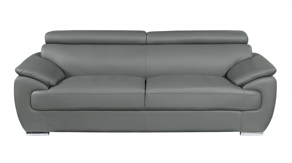 Modern 39" Deep Gray Genuine Leather 2 Piece Living Room Set