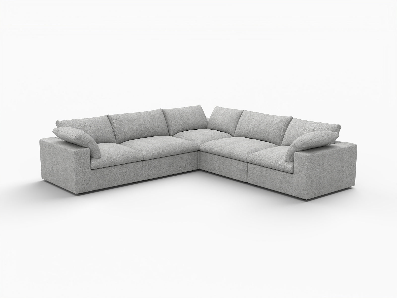 Modern Light Gray Linen Blend Modular L-Shaped 5-Piece Reversible Sectional