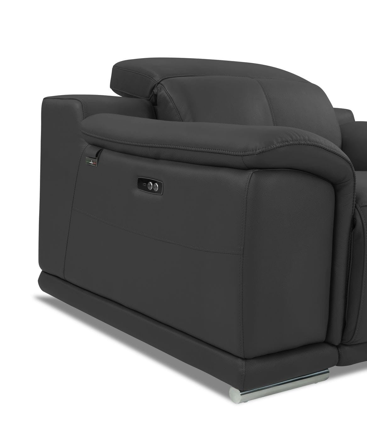 Modern 85.8" Dark Gray Top Grain Italian Leather Power Reclining Living Room Set