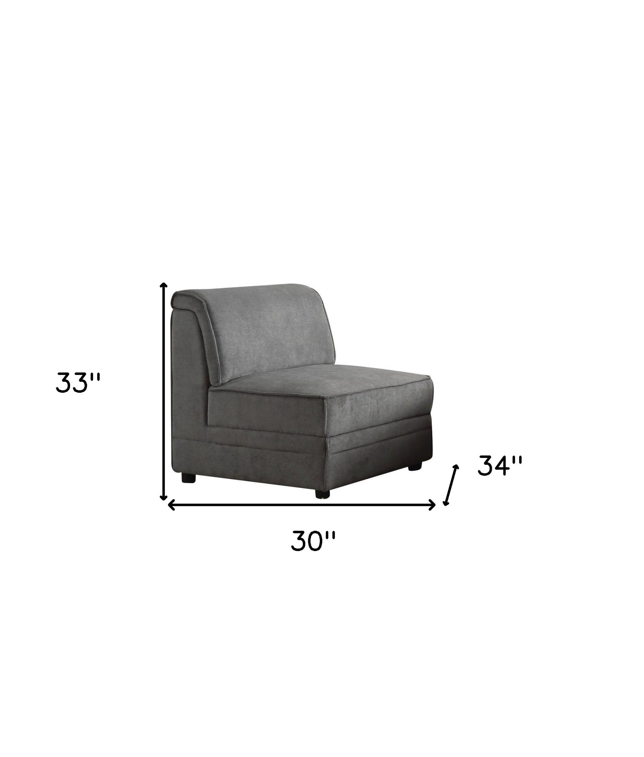 Contemporary 30" Plush Gray Velvet Slipper Chair