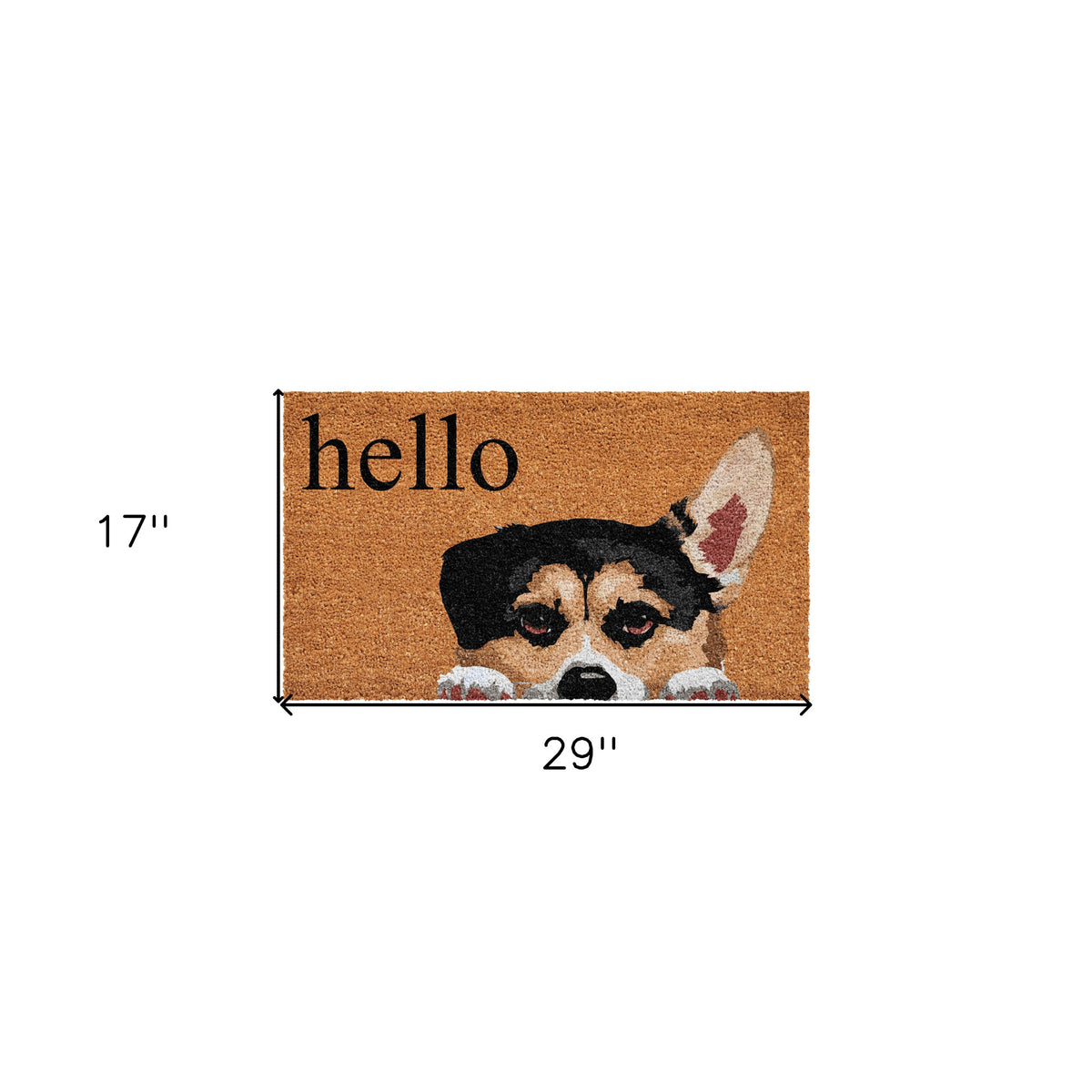 17" x 29" Natural Coir Welsh Corgi "Hello" Outdoor Doormat