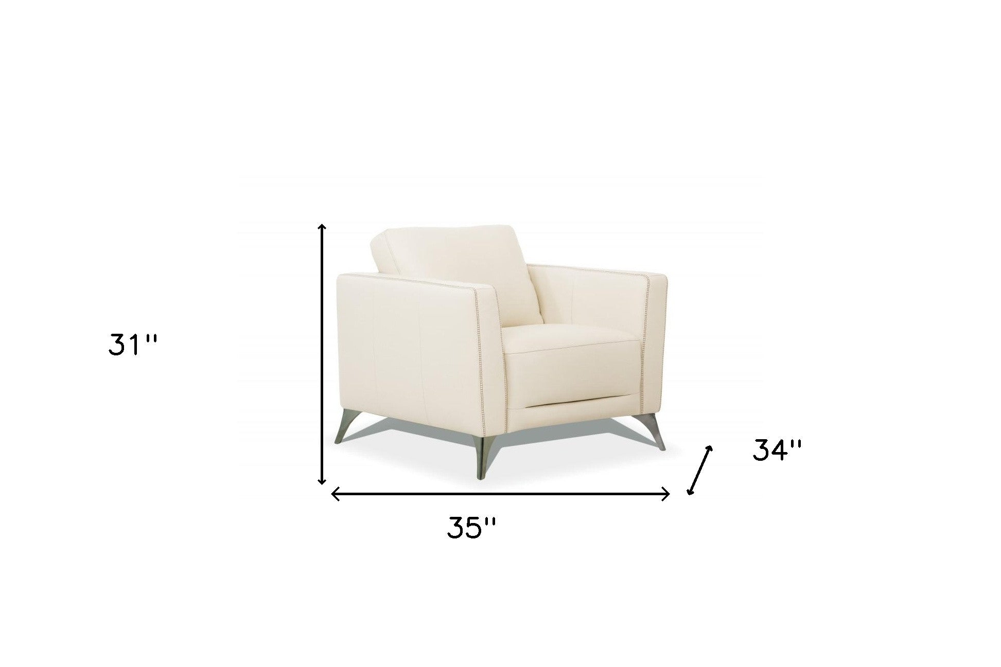 Modern 35" Cream Top Grain Genuine Leather Armchair