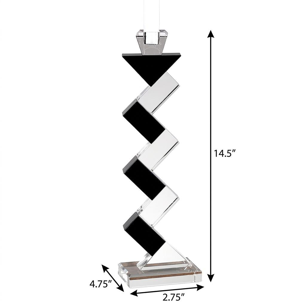 Handcrafted Black Crystal Geometric Pillar Candle Holder