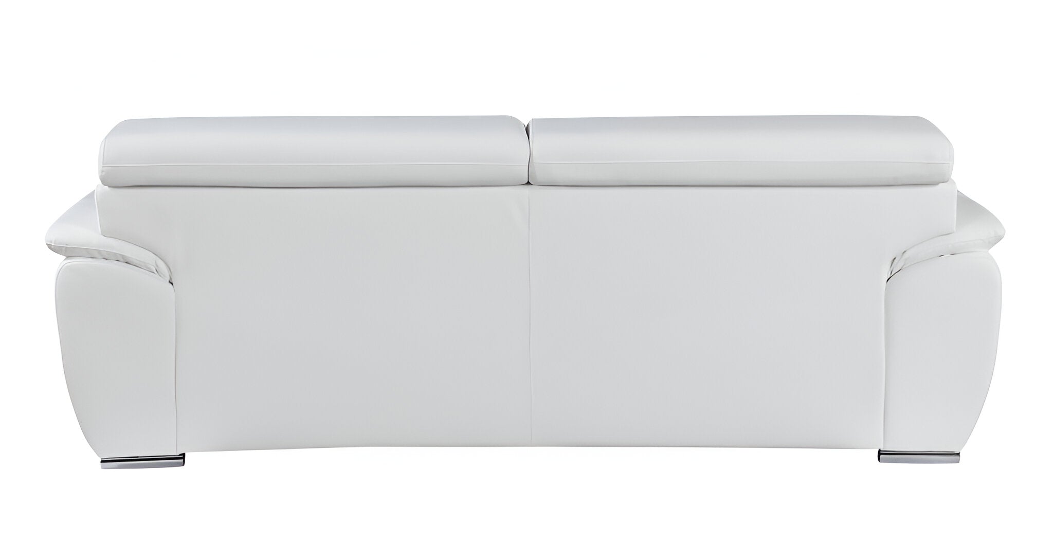 86" Modern White Leather Sofa with Silver Stainless Steel Legs