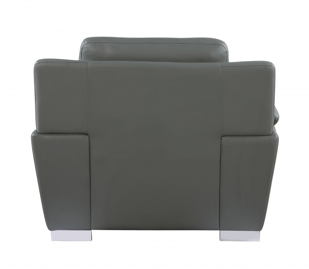 Modern 48" Gray Leather Match Manual Glider Recliner Club Chair