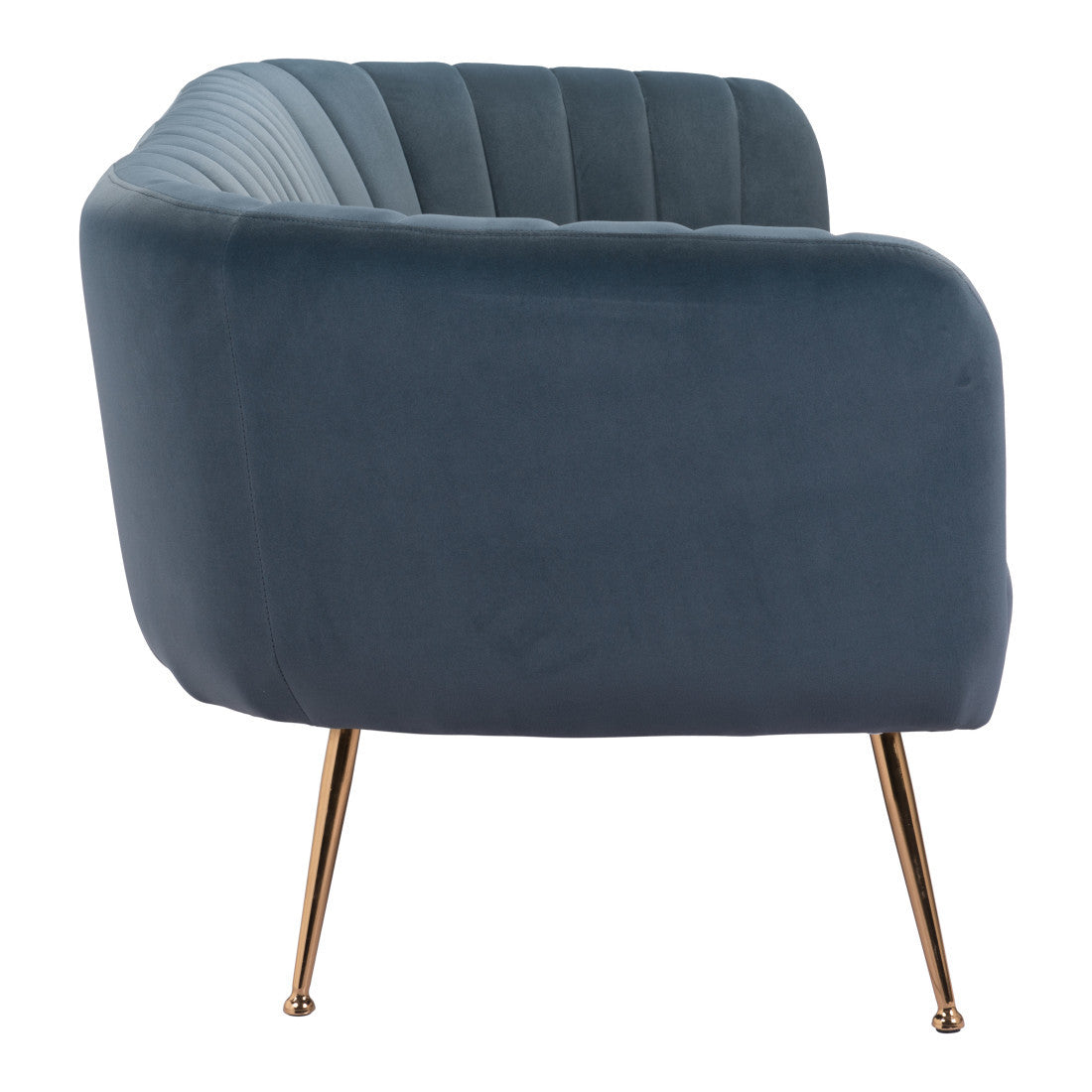 70" Modern Gray Velvet Sofa with Gold Legs