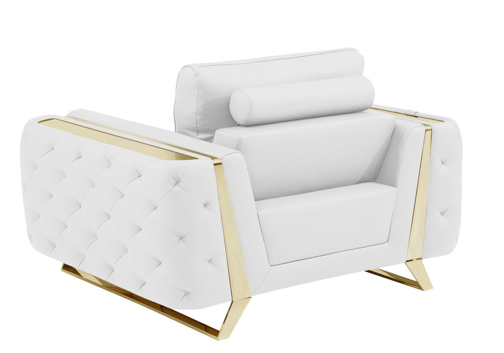 Contemporary 50" Bright White Top Grain Genuine Leather Club Chair