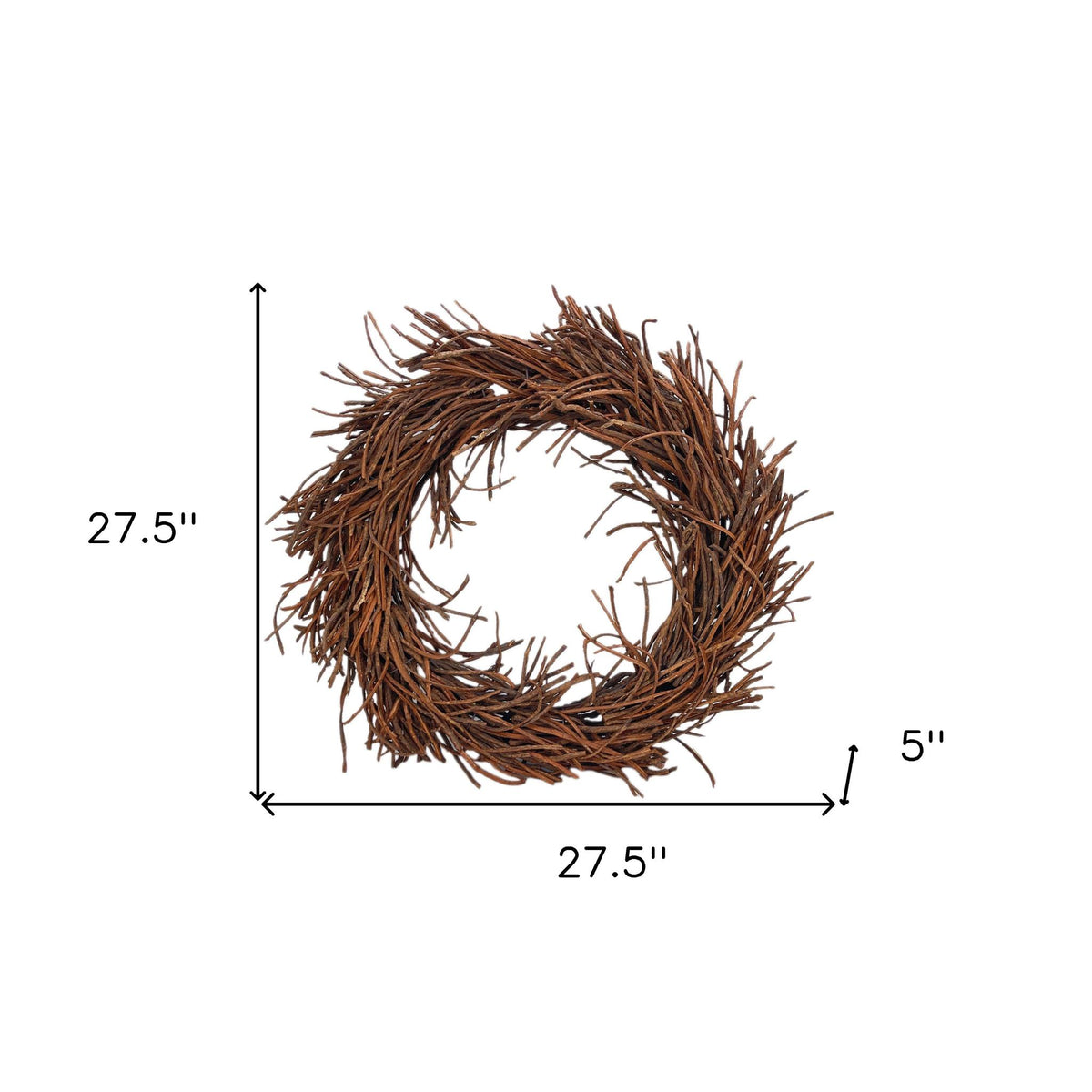 28" Brown Rattan Wreath Wall Sculpture Handcrafted Willow Branch Wreath