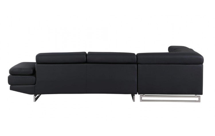 Modern Black Faux Leather L-Shaped 2-Piece Corner Sectional