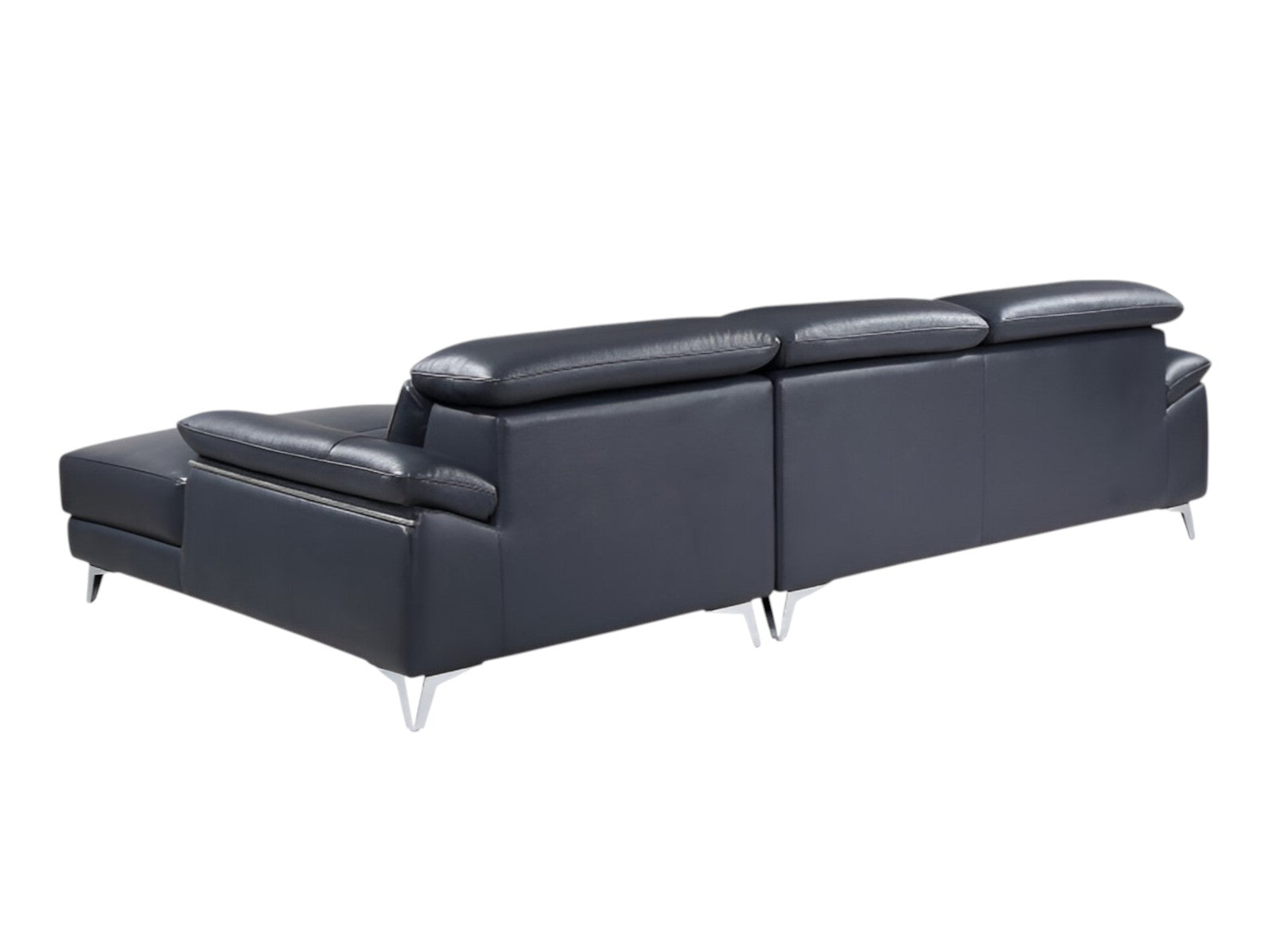 114" Modern Navy Blue Genuine Italian Leather L-Shaped 2-Piece Sectional