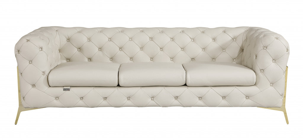 Modern 93" Beige Top Grain Italian Leather 2 Piece Living Room Set