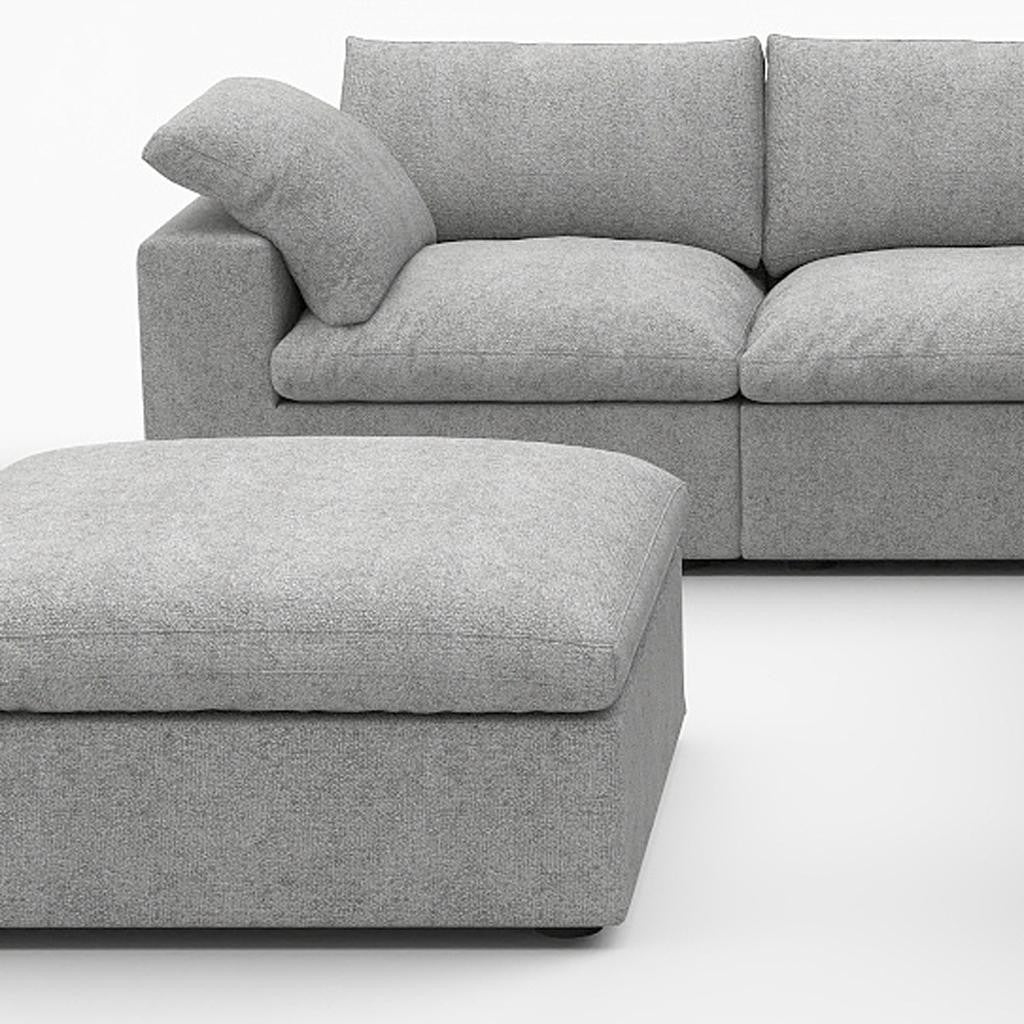 Modern Light Gray Linen Blend Modular L-Shaped 6-Piece Reversible Sectional