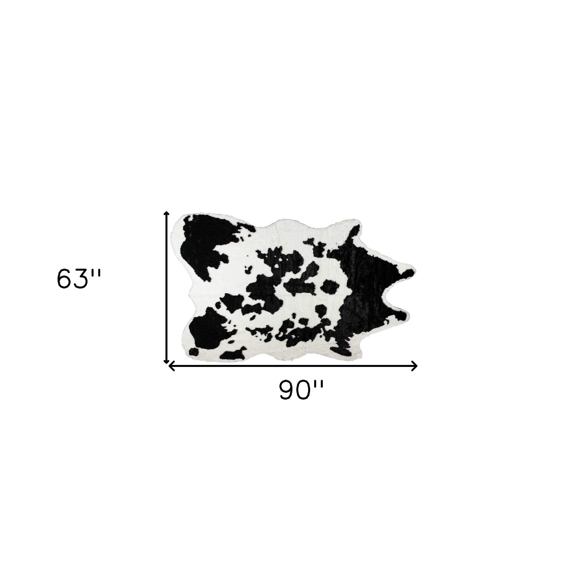 Black and White Cowhide Print Washable Area Rug