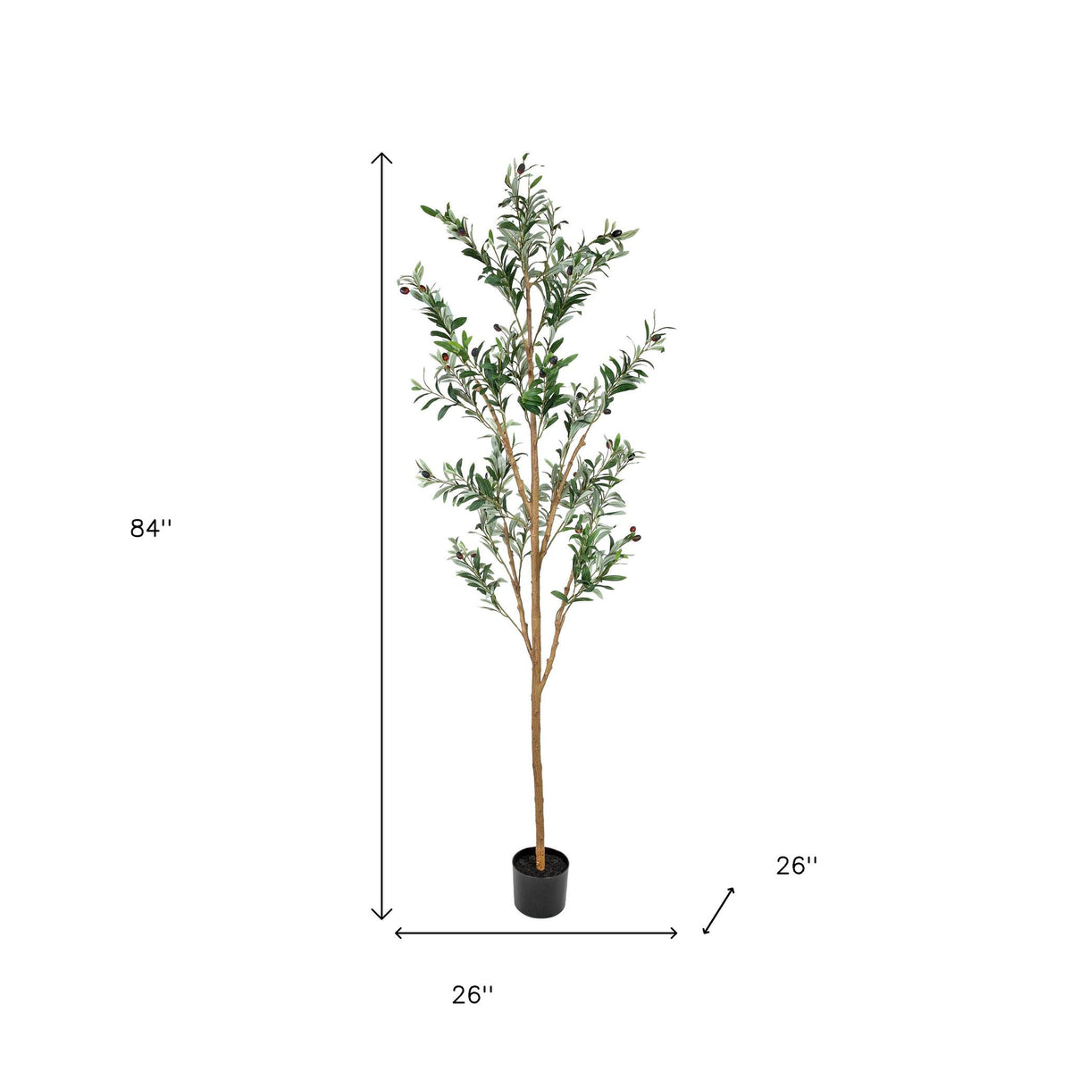 84" Large Artificial Olive Tree in Black Pot