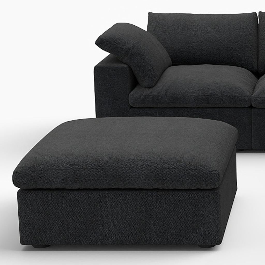 Modern Black Linen Blend Modular L-Shaped 6-Piece Reversible Corner Sectional