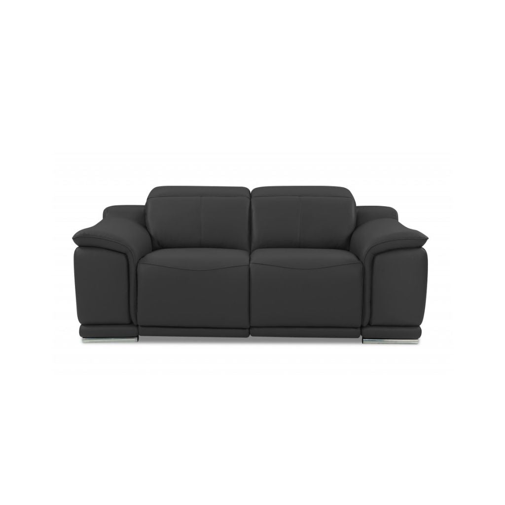 Modern 85.8" Dark Gray Top Grain Italian Leather Power Reclining Living Room Set