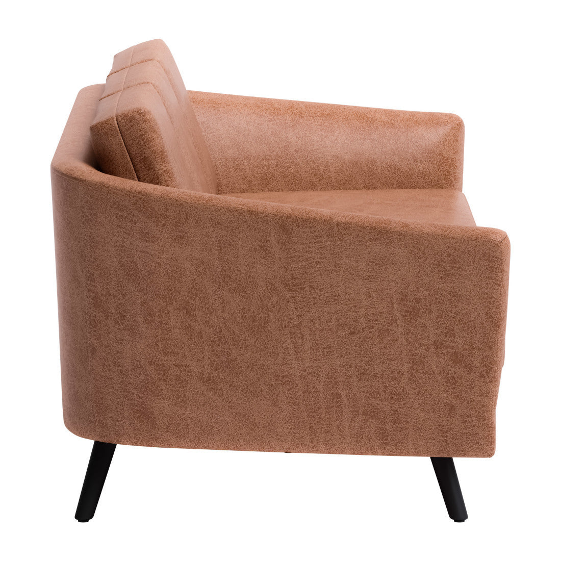 79" Modern Brown Faux Leather Sofa with Black Legs