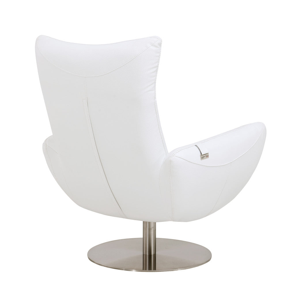 Modern 37" Bright White Top Grain Genuine Leather Lounge Chair