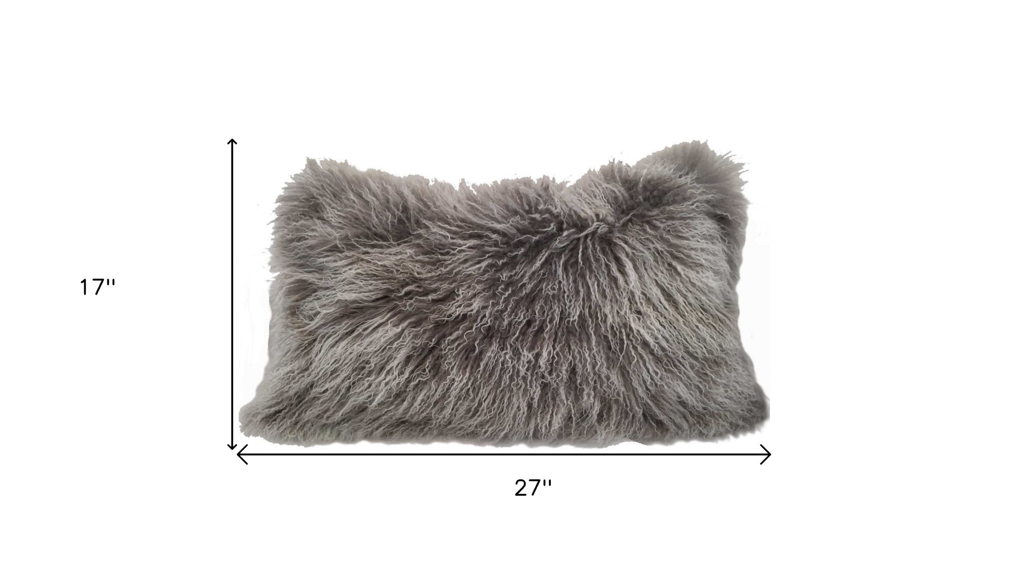 Grey Genuine Tibetan Lamb Fur Lumbar Pillow