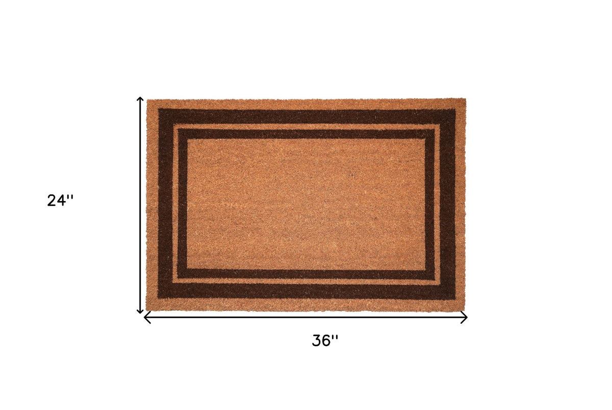 24" x 36" Large Natural & Black Coir Geometric Outdoor Doormat