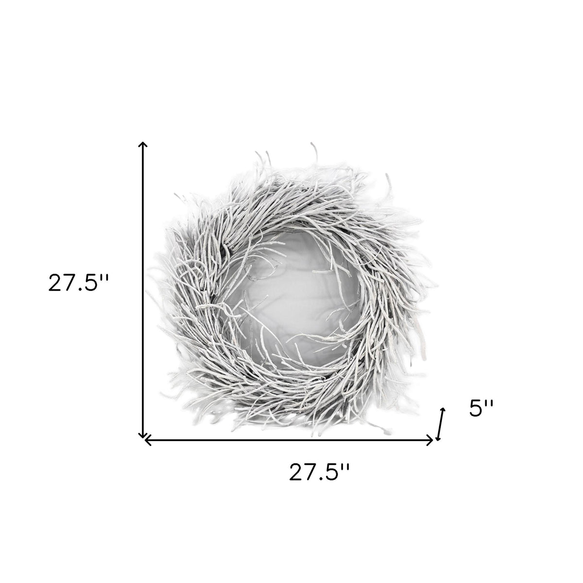 28" White Willow Dried Botanical Wreath