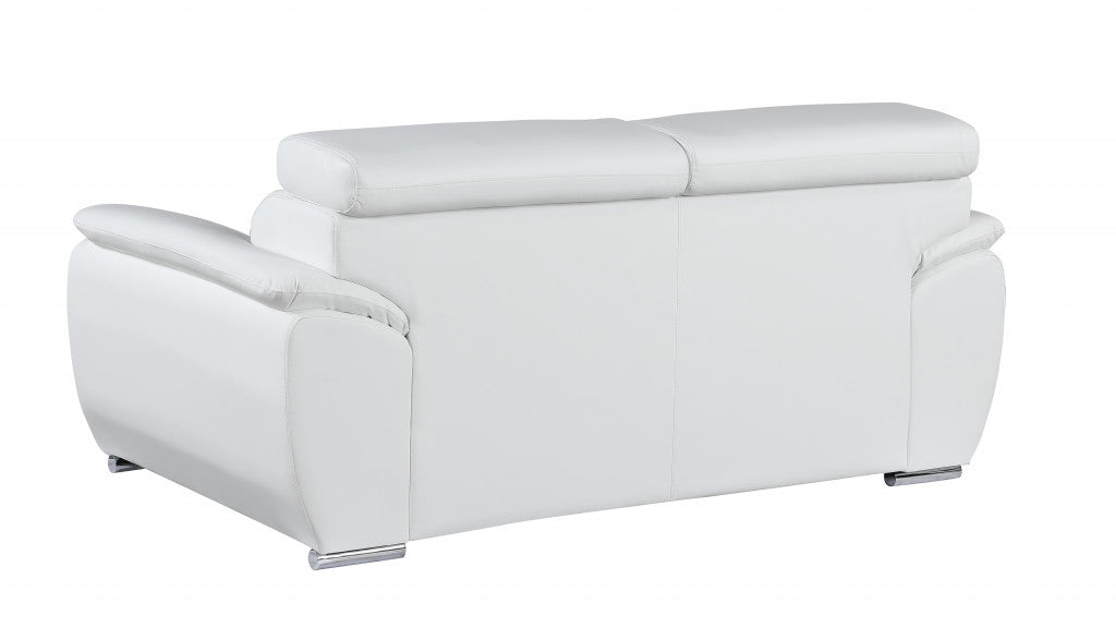 Modern 39" Deep White Genuine Leather 2 Piece Living Room Set