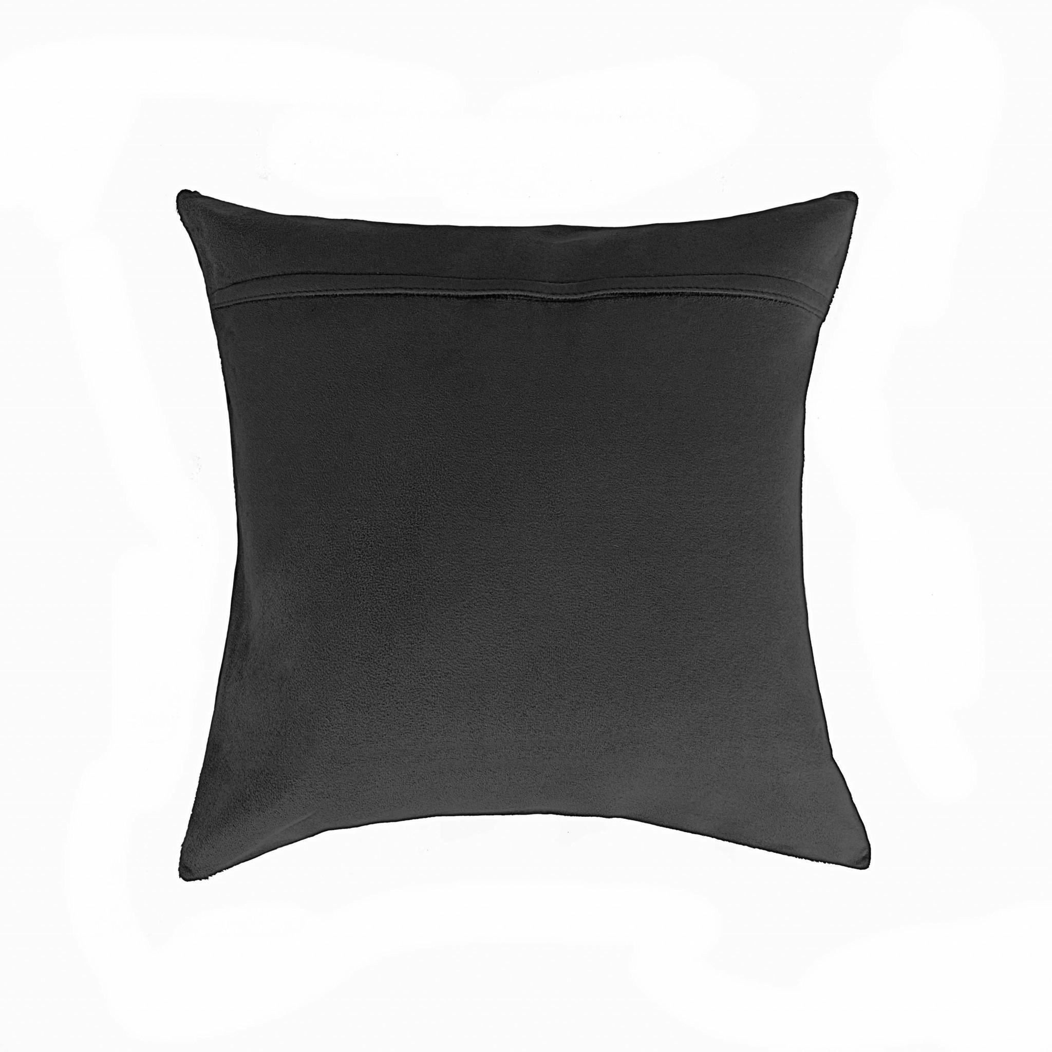 Black and White Set of 2 Square Genuine Leather Accent Pillows