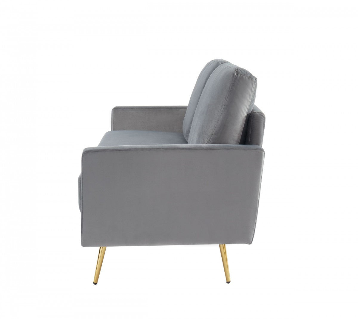 72" Modern Gray Velvet Sofa with Brass Legs