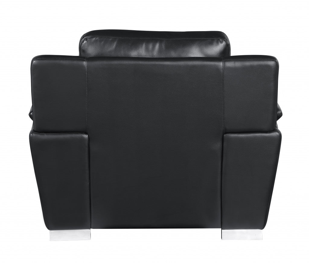 Modern 48" Black Leather Match Manual Glider Recliner Club Chair
