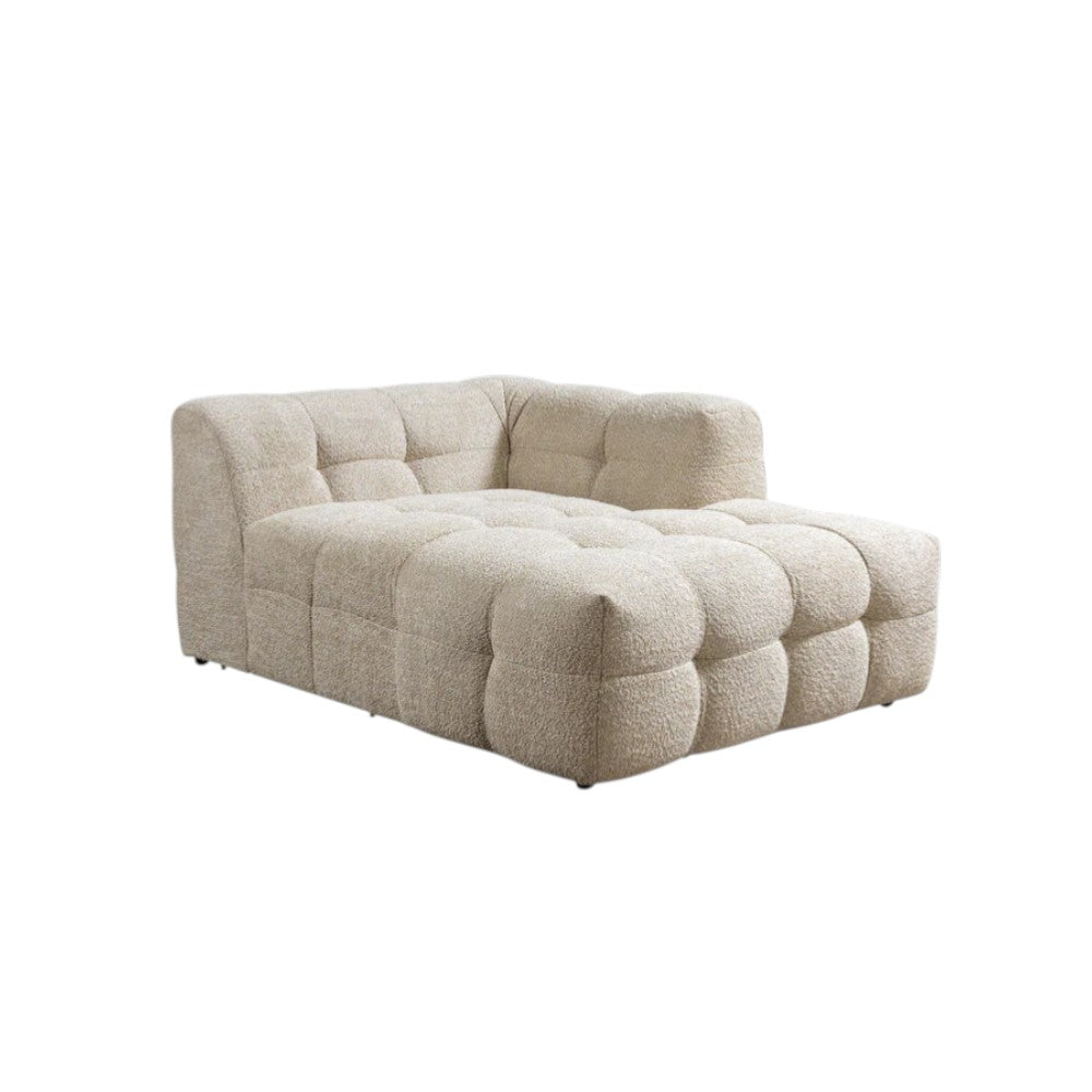 Modern Ivory Boucle L-Shaped 2-Piece Right Hand Facing Sofa and Chaise Sectional With Toss Pillows