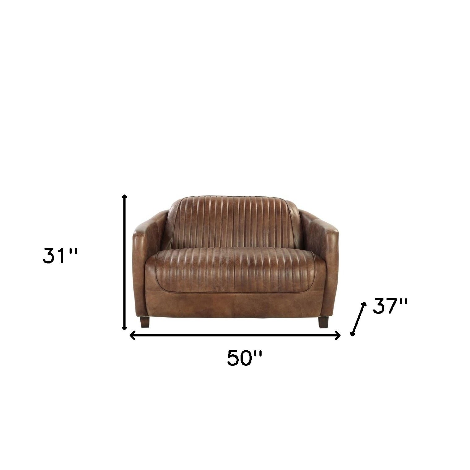 50" Premium Tufted Brown Leather Loveseat