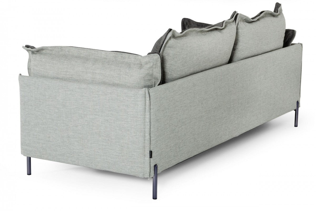 87" Transitional Dark Gray Polyester Blend Sofa with Silver Metal Legs