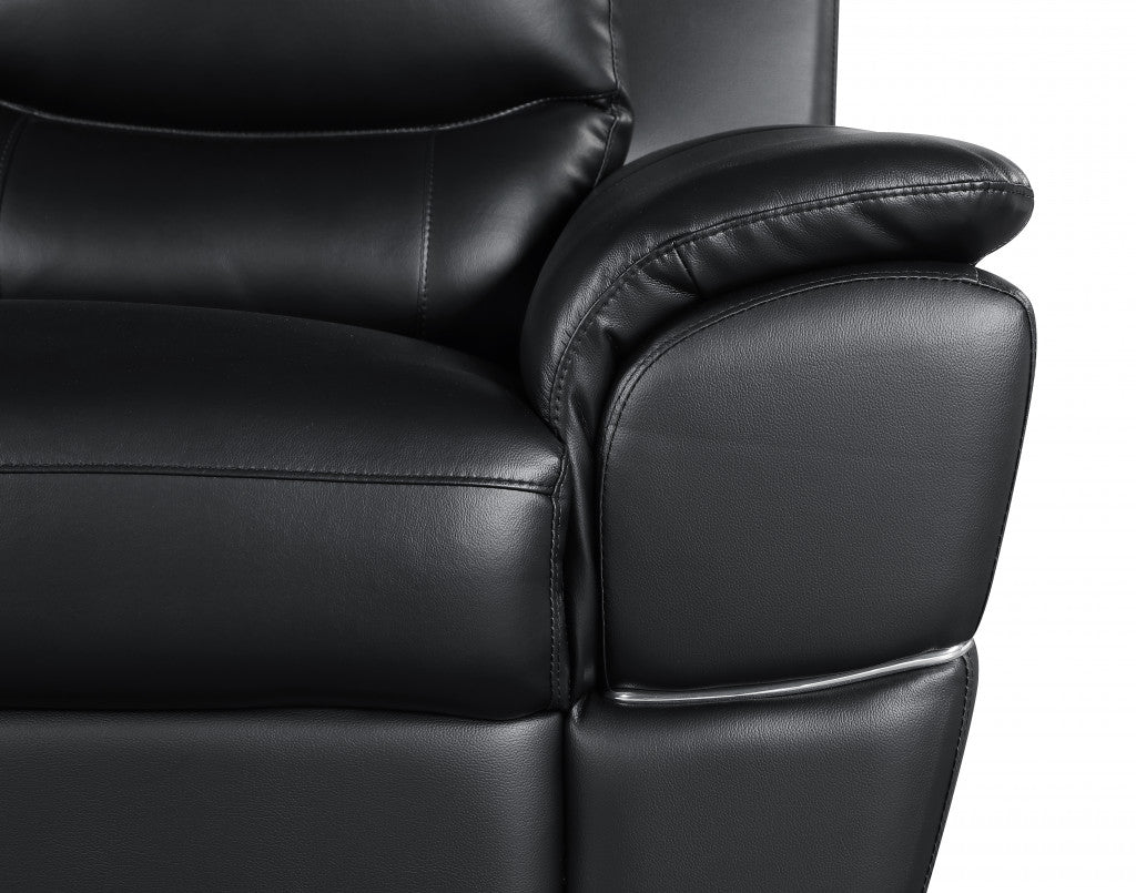 69" Chic Black Faux Leather Loveseat with Silver Chrome Legs
