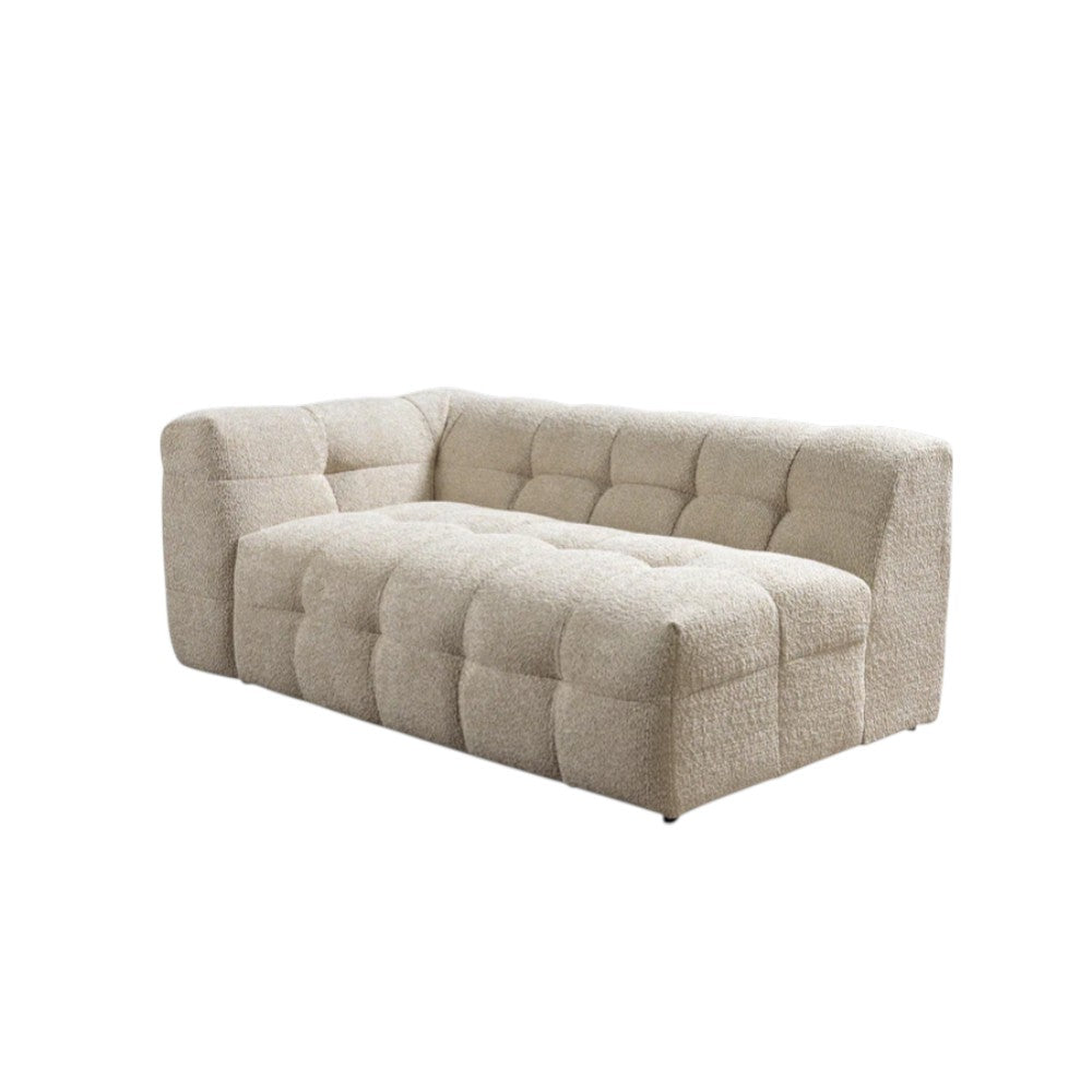 Modern Ivory Boucle L-Shaped 2-Piece Right Hand Facing Sofa and Chaise Sectional With Toss Pillows