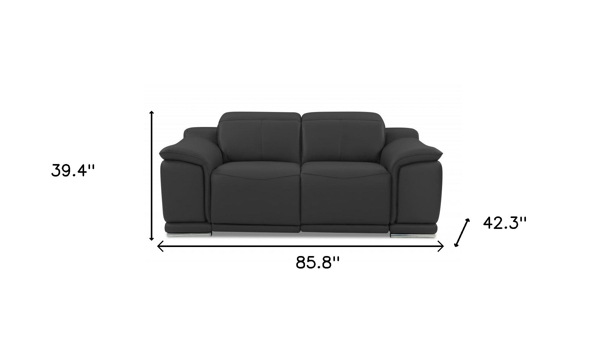 Modern 85.8" Dark Gray Top Grain Italian Leather Power Reclining Living Room Set